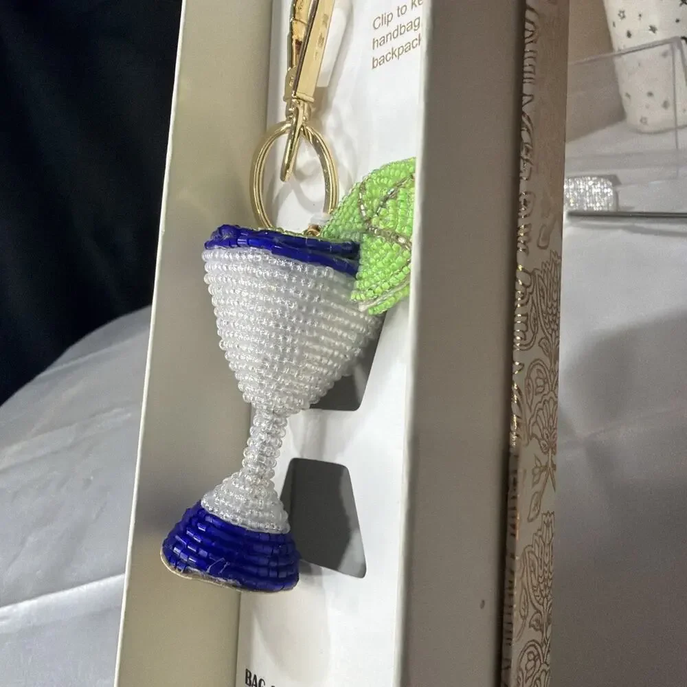 Haute Hippie Margarita Martini Cocktail Beaded Bag Charm Keychain - NEW NIB